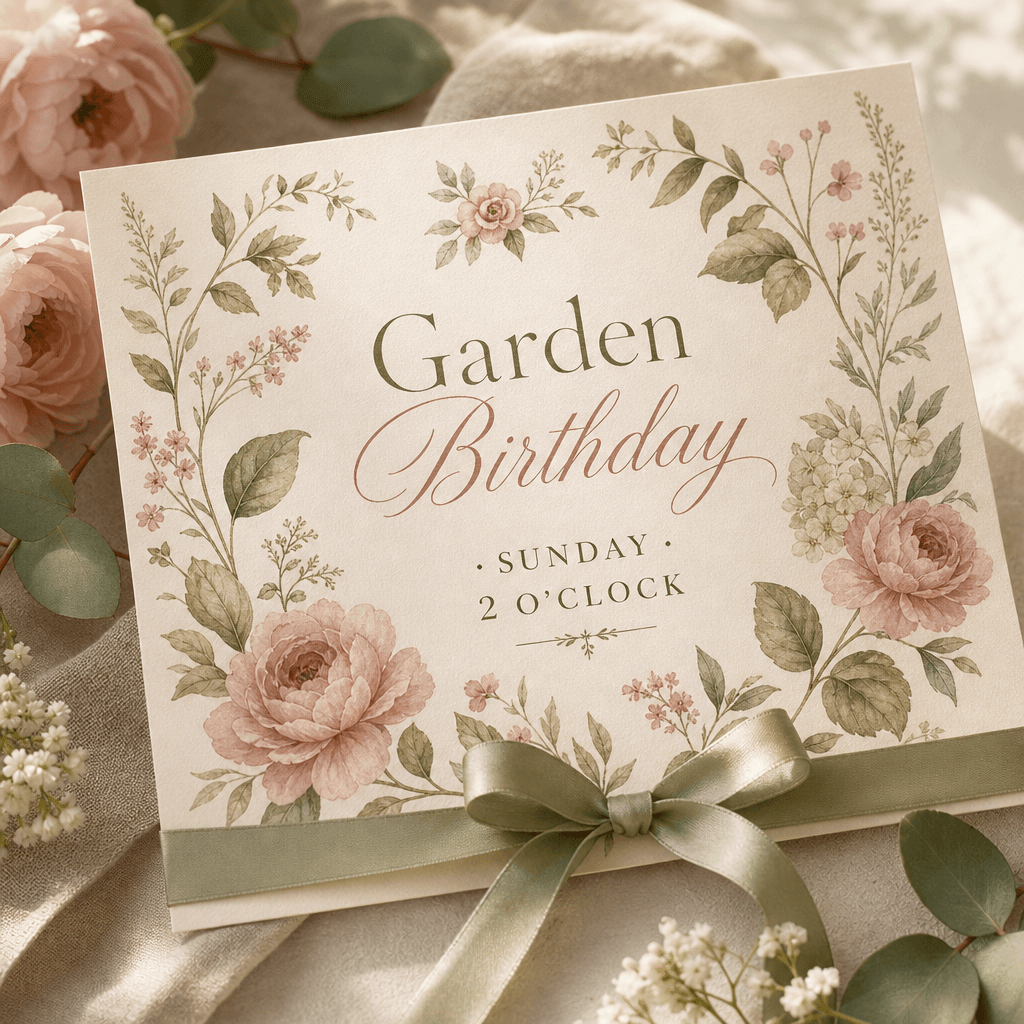 Sample garden birthday invitation