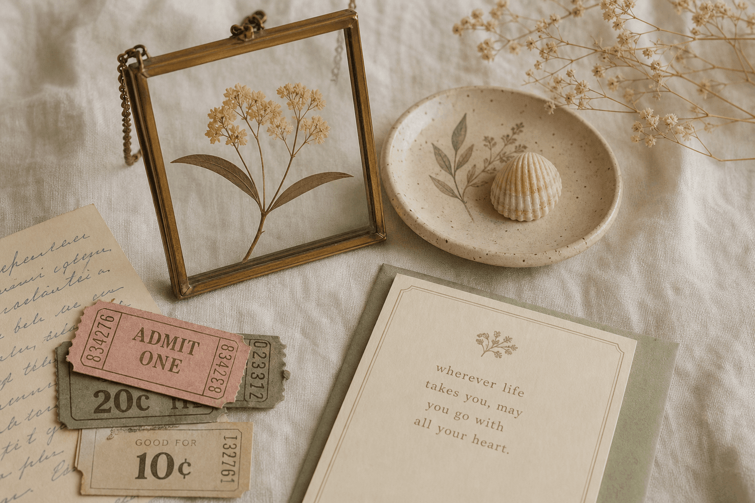 Small keepsakes and pressed flower for everyday memories