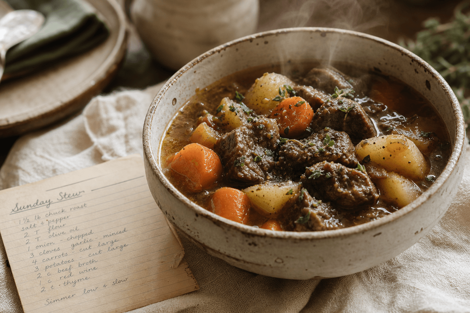 Sample Sunday stew recipe card